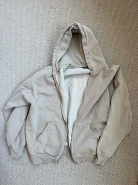 Brandy Melville Christy beige zip-up hoodie
